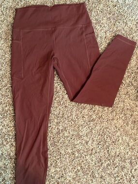 High-Waist Brown Hey Nuts Leggings with Side Pockets